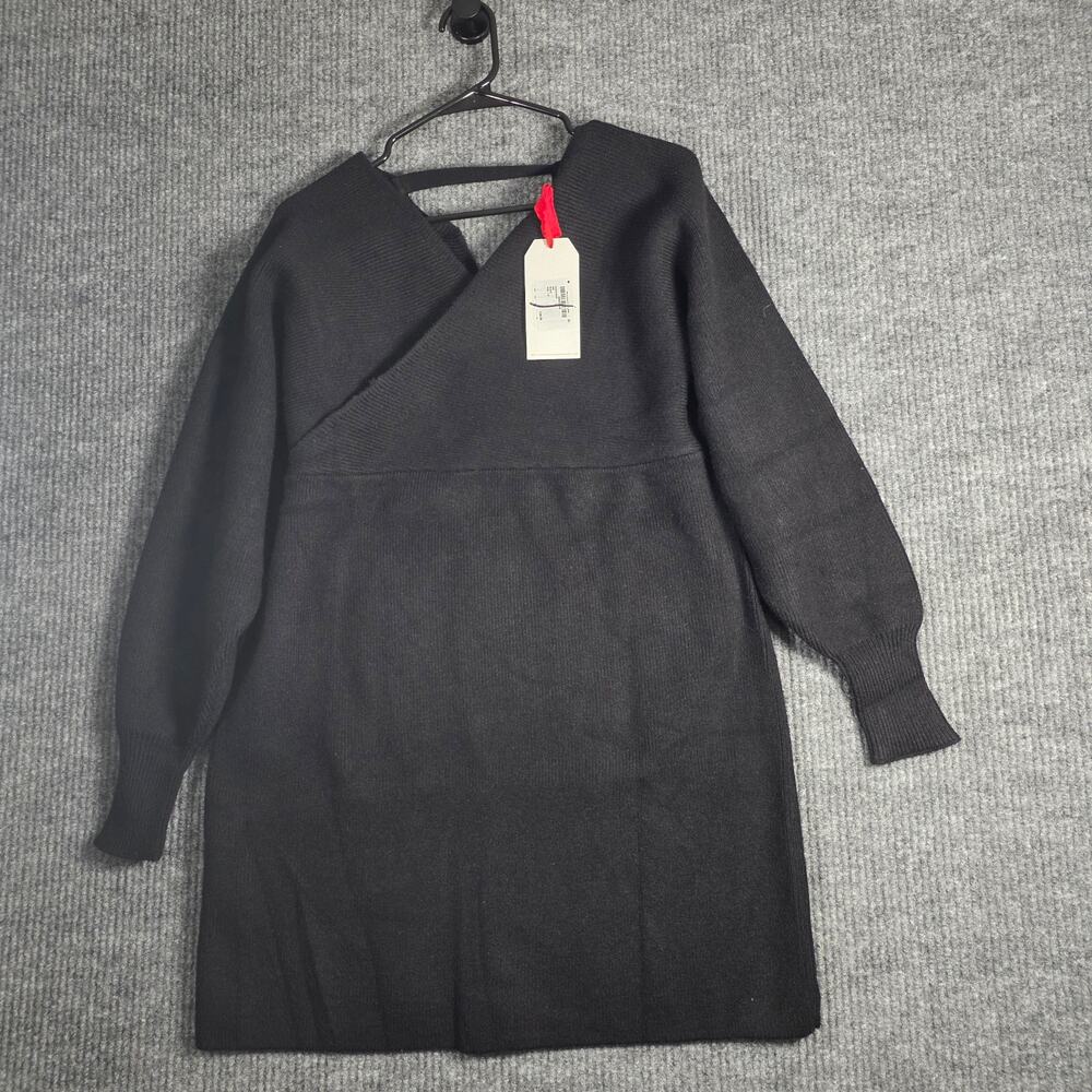 Standards & Practices Black Sweater Dress 2X Asymmetric Wrap Neck NWT